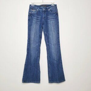 Vanilla Star Flared Rhinestone Accent Denim Jeans Flare & Wide Leg